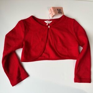 Bonny Billy Girls Red Long Sleeve Knit Bolero Cardigan Sweater Size 7-8 NWT